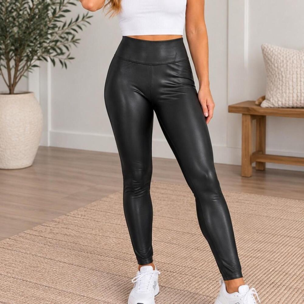 Spanx black faux leather leggings